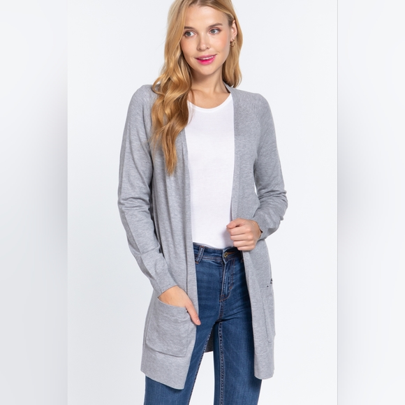 ACTIVE BASIC Open Front Long Sleeve Cardigan SALE 20% OFF - Picture 2 of 8
